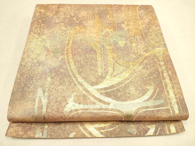平和屋着物◎六通柄袋帯 芽生 金糸 引箔 正絹 逸品 DAAK2602ob
