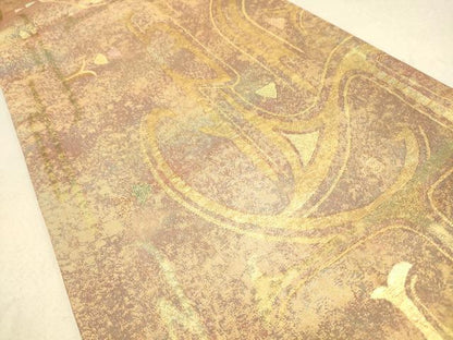 平和屋着物◎六通柄袋帯 芽生 金糸 引箔 正絹 逸品 DAAK2602ob