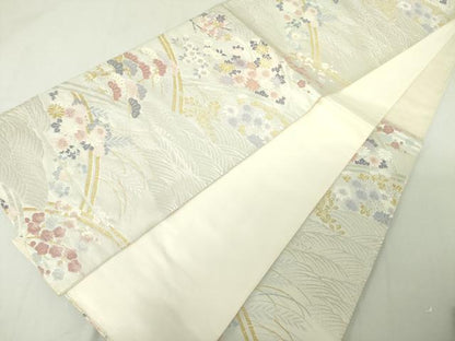 平和屋着物◎六通柄袋帯 唐織 立波花松文 金銀糸 正絹 逸品 DAAK2635ob