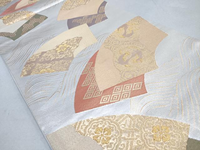 平和屋着物◎六通柄袋帯 地紙重ね吉祥花鳥文 金銀糸 正絹 逸品 DAAK2655ob