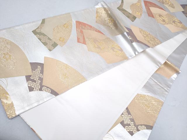 平和屋着物◎六通柄袋帯 地紙重ね吉祥花鳥文 金銀糸 正絹 逸品 DAAK2655ob