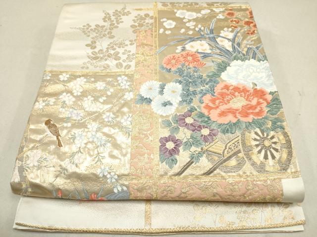 平和屋着物◎六通柄袋帯 唐織 花車文 金糸 正絹 逸品 DAAK2667ob