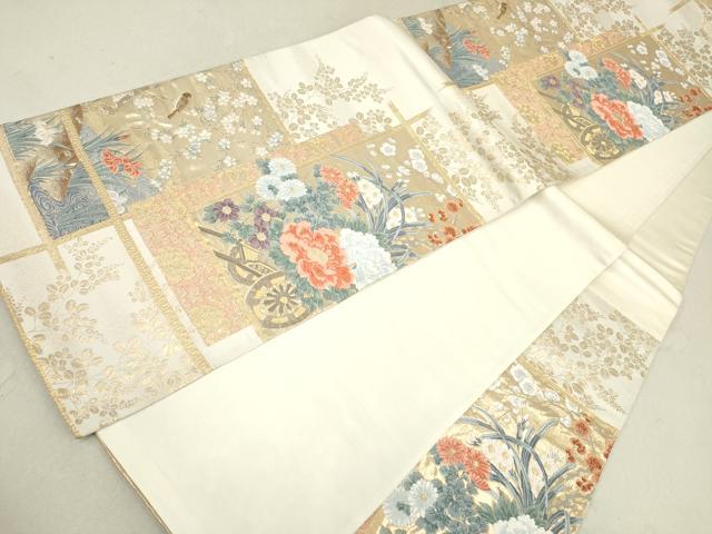 平和屋着物◎六通柄袋帯 唐織 花車文 金糸 正絹 逸品 DAAK2667ob