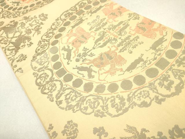 平和屋着物◎六通柄 本袋帯 狩猟花文 正絹 逸品 DAAK2674ob