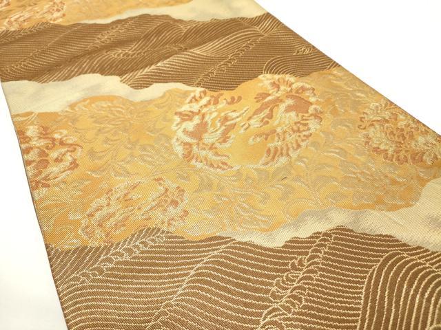 平和屋着物◎六通柄袋帯 道長花鳥文 金糸 正絹 逸品 DAAK2716ob