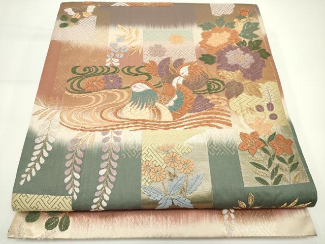平和屋着物◎六通柄袋帯 唐織 能衣の美 金糸 正絹 逸品 DAAK2725ob