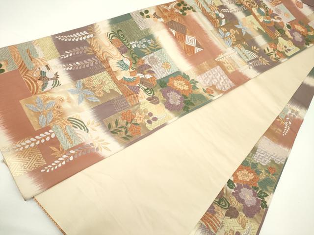 平和屋着物◎六通柄袋帯 唐織 能衣の美 金糸 正絹 逸品 DAAK2725ob