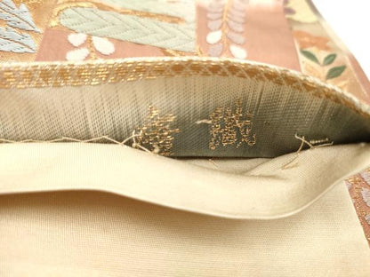 平和屋着物◎六通柄袋帯 唐織 能衣の美 金糸 正絹 逸品 DAAK2725ob