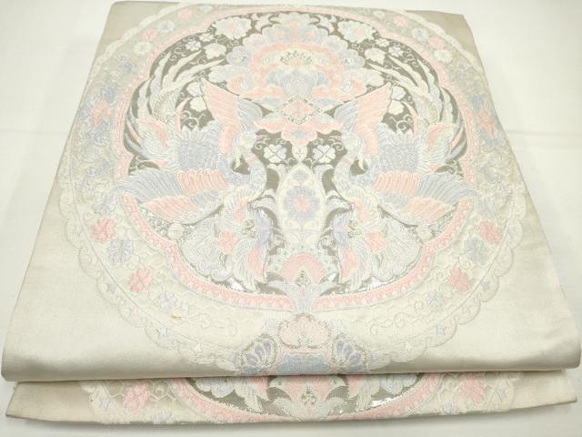 平和屋着物◎六通柄袋帯 更紗大華文 プラチナ箔 正絹 逸品 DAAK2735ob
