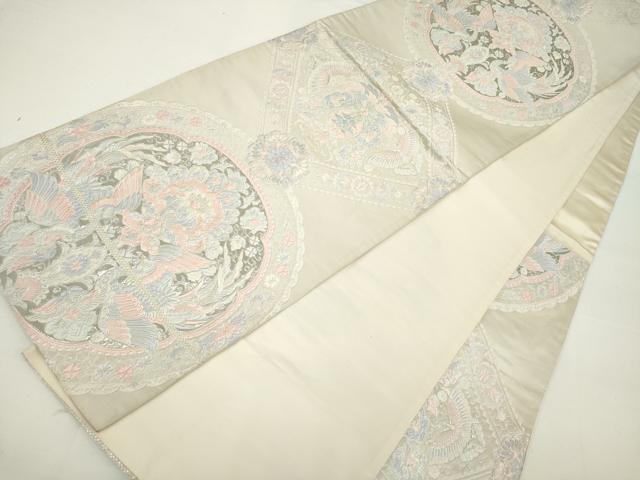 平和屋着物◎六通柄袋帯 更紗大華文 プラチナ箔 正絹 逸品 DAAK2735ob