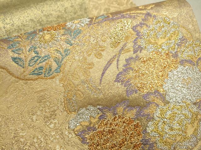 平和屋着物▼六通柄袋帯　雪輪花文　金銀糸　正絹　逸品　DAAK3686du