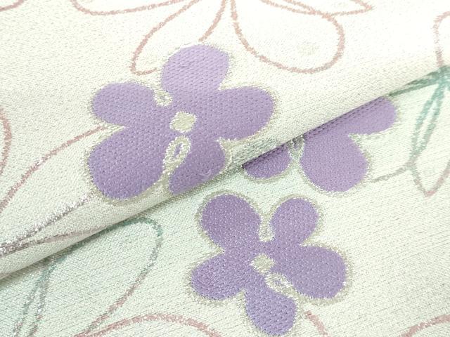 平和屋着物●COURREGES・クレージュ　六通柄袋帯　舞花文　銀糸　正絹　逸品　DAAK4301ic