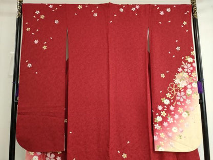 平和屋着物●豪華振袖　雪輪舞桜　暈し染め　金彩　正絹　逸品　DAAK4431ic