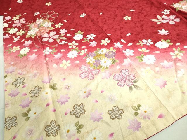 平和屋着物●豪華振袖　雪輪舞桜　暈し染め　金彩　正絹　逸品　DAAK4431ic