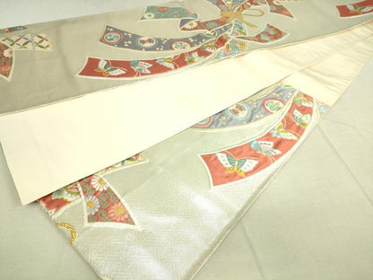 平和屋着物◎六通柄袋帯 唐織 束ね熨斗吉祥花文 金銀糸 正絹 逸品 DAAK5545re