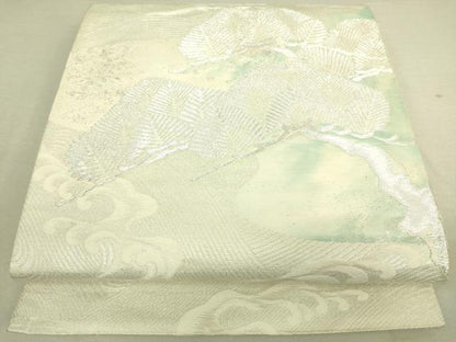 平和屋着物◎六通柄袋帯 老松 銀糸 正絹 逸品 DAAK5565re