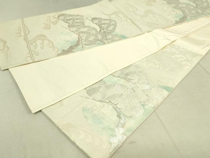 平和屋着物◎六通柄袋帯 老松 銀糸 正絹 逸品 DAAK5565re
