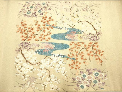 平和屋着物◎綴れ 太鼓柄袋帯 唐織 風景花文 金糸 正絹 逸品 DAAK5582re