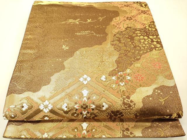 平和屋着物◎六通柄袋帯 道長花菱文 金糸 正絹 逸品 DAAK5620re