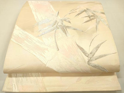 平和屋着物◎六通柄袋帯 唐織 笹竹文 銀糸 引箔 正絹 逸品 DAAK5623re