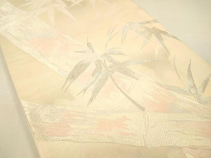 平和屋着物◎六通柄袋帯 唐織 笹竹文 銀糸 引箔 正絹 逸品 DAAK5623re