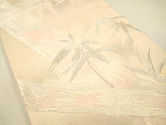 平和屋着物◎六通柄袋帯 唐織 笹竹文 銀糸 引箔 正絹 逸品 DAAK5623re