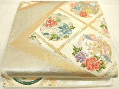 平和屋着物◎六通柄袋帯 唐織 裂取天井絵文 金銀糸 正絹 逸品 DAAK5699re