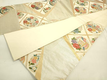平和屋着物◎六通柄袋帯 唐織 裂取天井絵文 金銀糸 正絹 逸品 DAAK5699re