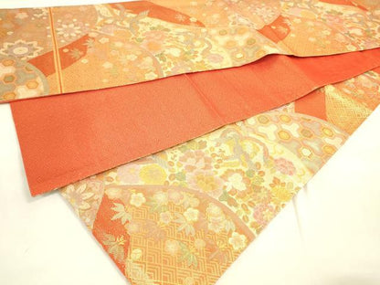 平和屋着物◎佐賀錦 六通柄袋帯 鳳凰花唐草文 金糸 正絹 逸品 DAAK5707re