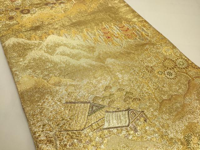 平和屋着物◎佐賀錦 六通柄袋帯 風景樹林文 金糸 正絹 逸品 DAAK5737re