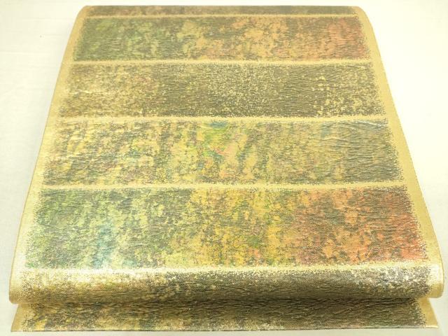 平和屋着物◎六通柄袋帯 横段霞文 金糸 引箔 正絹 逸品 DAAK5773re
