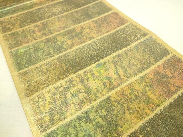 平和屋着物◎六通柄袋帯 横段霞文 金糸 引箔 正絹 逸品 DAAK5773re
