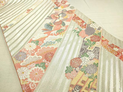 平和屋着物◎佐賀錦 六通柄袋帯 鴛鴦花松文 金銀糸 正絹 逸品 DAAK5784re