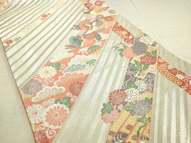 平和屋着物◎佐賀錦 六通柄袋帯 鴛鴦花松文 金銀糸 正絹 逸品 DAAK5784re