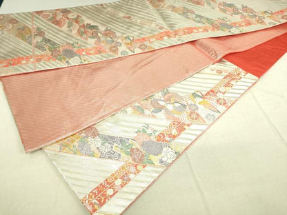 平和屋着物◎佐賀錦 六通柄袋帯 鴛鴦花松文 金銀糸 正絹 逸品 DAAK5784re