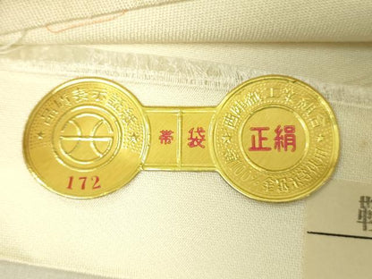 平和屋着物◎西陣 岡文織物謹製 六通柄袋帯 唐織 九百錦 鴛鴦花文 プラチナ摺箔二重織 証紙付き 正絹 逸品 DAAK5802re