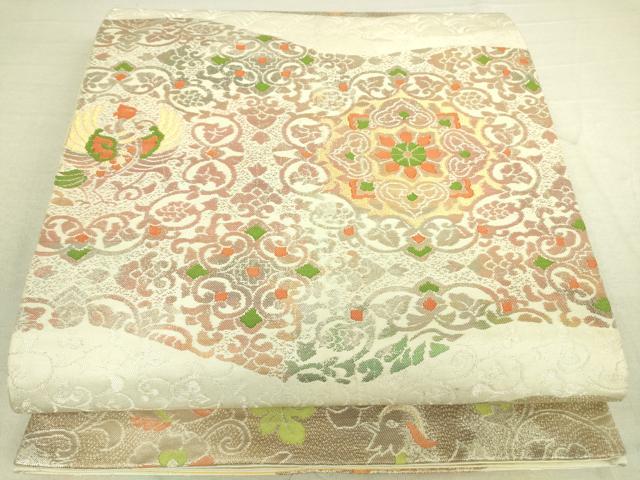 平和屋着物◎六通柄袋帯 正倉院鳳凰花文 金銀糸 正絹 逸品 DAAK5803re