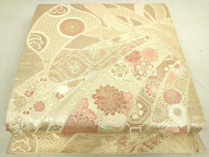 平和屋着物◎六通柄袋帯　唐織　束ね熨斗花文　金糸　正絹　逸品　DAAK5804re