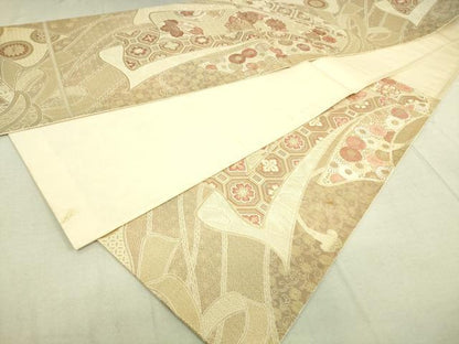 平和屋着物◎六通柄袋帯　唐織　束ね熨斗花文　金糸　正絹　逸品　DAAK5804re