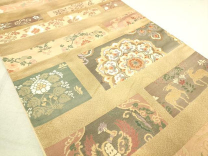 平和屋着物◎六通柄袋帯 鳥獣花文 金糸 正絹 逸品 DAAK5817re