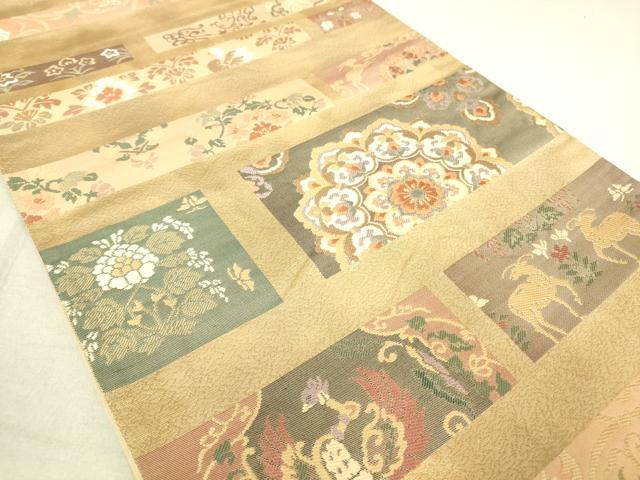 平和屋着物◎六通柄袋帯 鳥獣花文 金糸 正絹 逸品 DAAK5817re