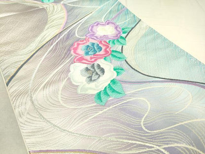 平和屋着物◎六通柄袋帯 唐織 流水花文 金銀糸 正絹 逸品 DAAK5831re