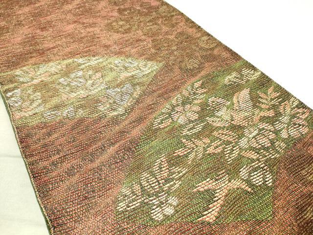 平和屋着物◎両面 六通柄袋帯 地紙花文 金糸 正絹 逸品 DAAK5841re