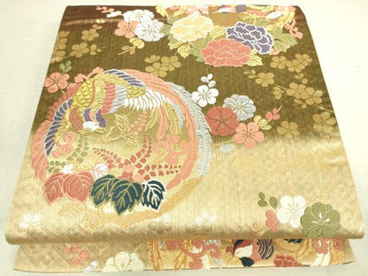 平和屋着物◎六通柄袋帯 唐織 鳳凰花丸文 金銀糸 正絹 逸品 DAAK5853re