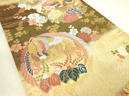 平和屋着物◎六通柄袋帯 唐織 鳳凰花丸文 金銀糸 正絹 逸品 DAAK5853re