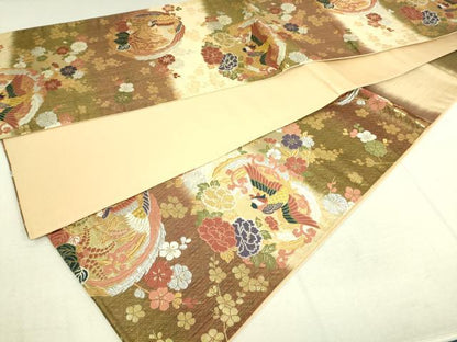 平和屋着物◎六通柄袋帯 唐織 鳳凰花丸文 金銀糸 正絹 逸品 DAAK5853re