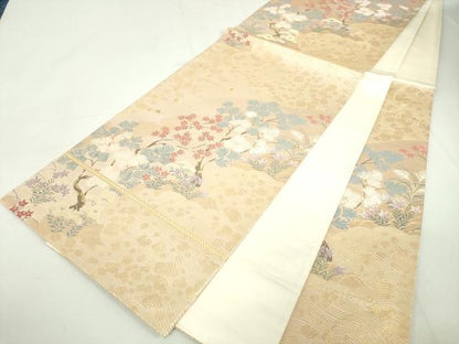 平和屋着物◎六通柄袋帯 唐織 枝花文 金糸 正絹 逸品 DAAK7509xg