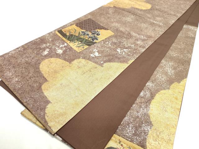 平和屋着物◎六通太鼓柄袋帯 手描き 地紙花車文 金銀彩 正絹 逸品 DAAK7526xg