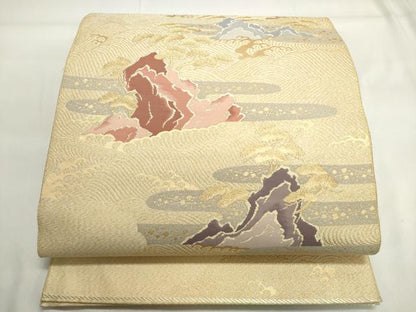 平和屋着物◎太鼓柄袋帯 立波文 金糸 正絹 逸品 DAAK7536xg
