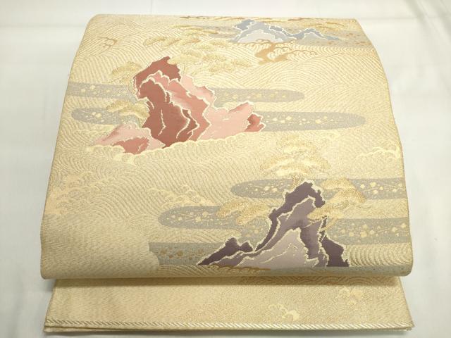 平和屋着物◎太鼓柄袋帯 立波文 金糸 正絹 逸品 DAAK7536xg